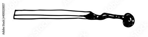 Hand drawn doodle matches. Burnt wooden stick. Simple vector illustration.