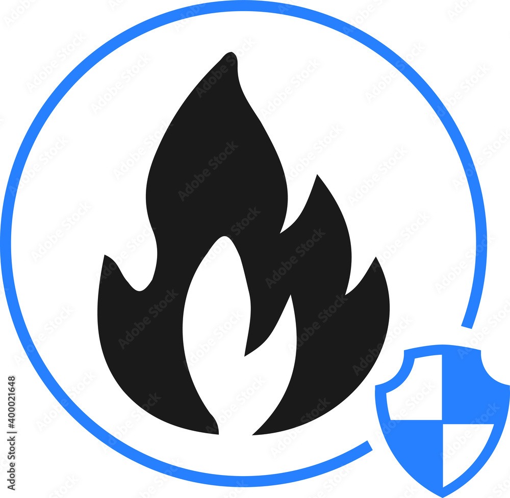 Fire protection icon. fire insurance icon. shield with fire icon vector