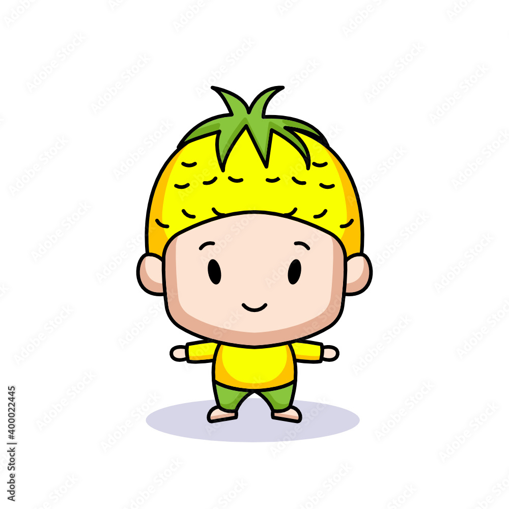 Cartoon kids with fruit costume