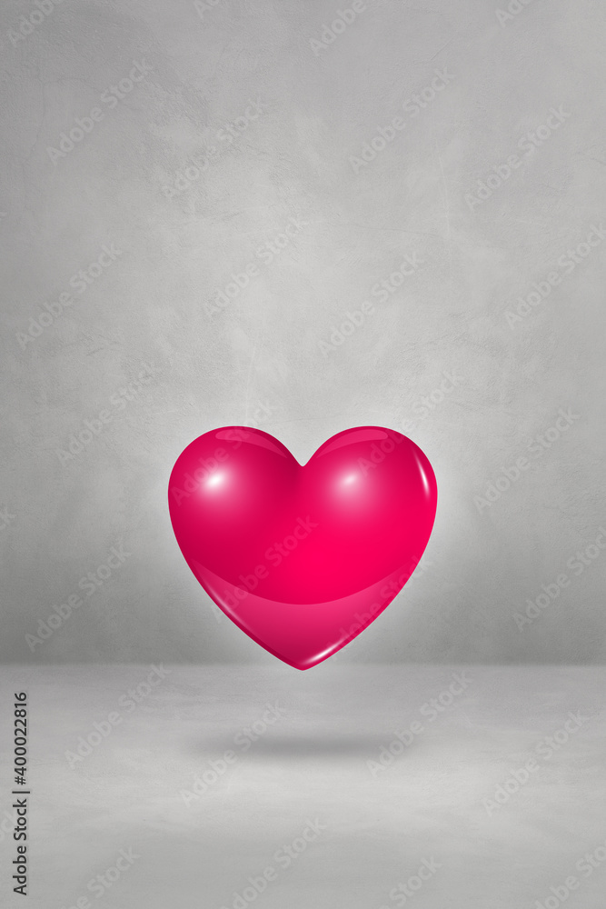 3D pink heart on a concrete studio background 3D pink heart on a concrete studio background