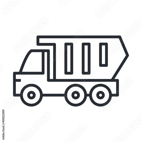 Construction truck icon in flat design style.