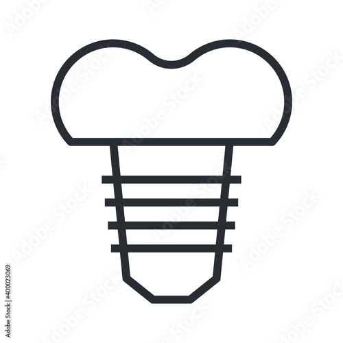 Dental implant in flat style. Tooth implantation sign.