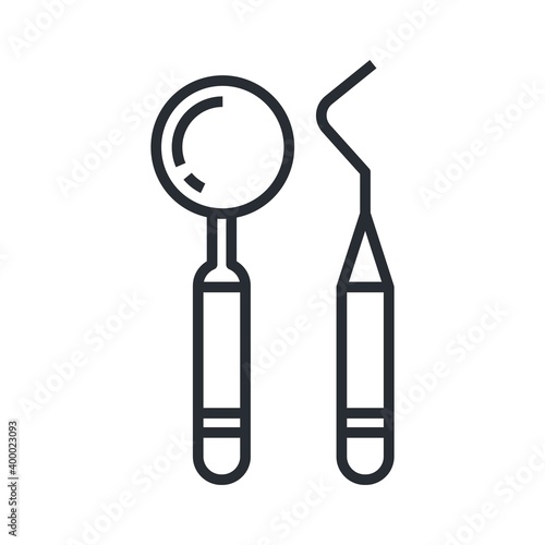 Dentist tools icon. Dental equipment symbol. photo