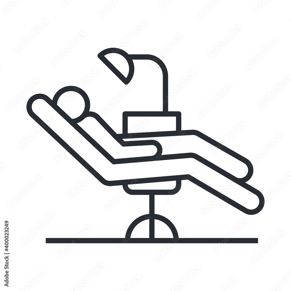 Dentist chair, orthodontics flat icon. Dental care equipment sign, medical elements. Dentist chair, orthodontics flat icon. Dental care equipment sign, medical elements.