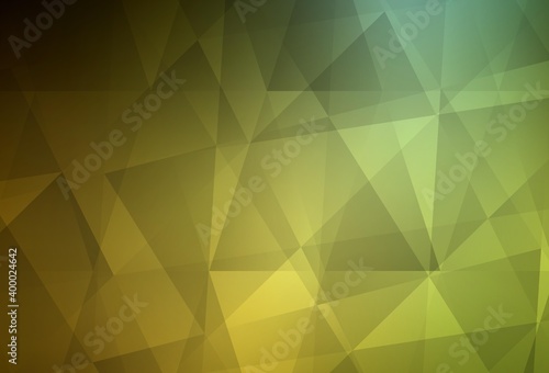 Fototapeta Naklejka Na Ścianę i Meble -  Dark Green, Yellow vector triangle mosaic texture.