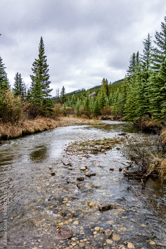 Elk Creek as summer turns to fall. Elk Creek Provincial Recreation Area, Alberta, Canada Elk Creek as summer turns to fall. Elk Creek Provincial Recreation Area, Alberta, Canada