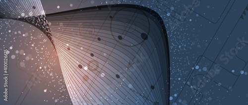 Quantum processing. Deep learning artificial intelligence. Future new technology  for business or science presentation