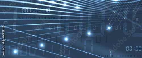 Quantum processing. Deep learning artificial intelligence. Future new technology  for business or science presentation