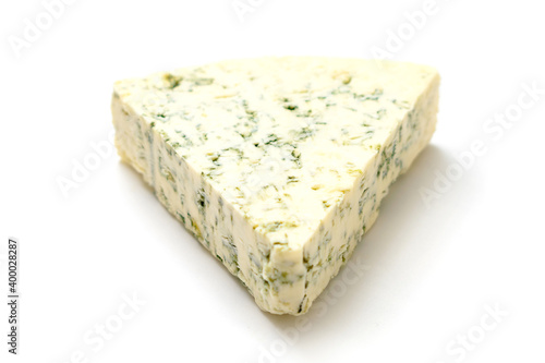 Blue cheese. Isolated white background.