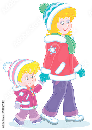 Young mom and her little da...