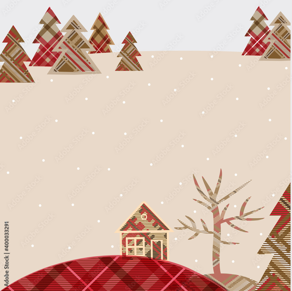 Vector illustration of forest in snow