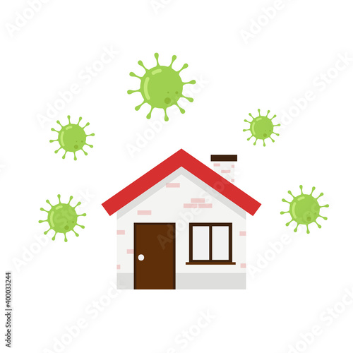 Virus and house vector. Bacteria vector. Covid-19 vector.