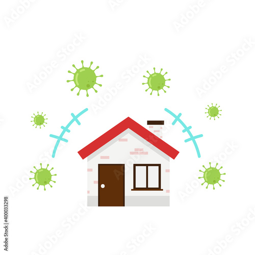Virus and house vector. Bacteria vector. Covid-19 vector.