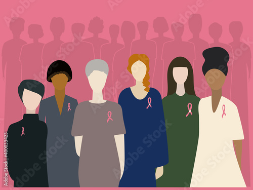 World Cancer Day. People fighting cancer and silhouettes of people who died of cancer. Vector illustration