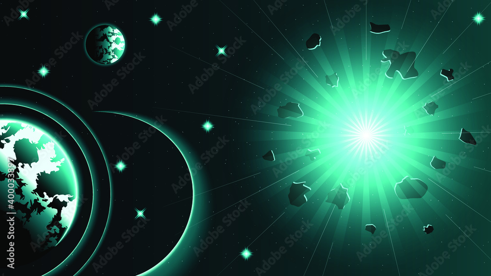 Abstract Dark Space Universe Background Planets Stars With Glow Vector Design Style Landscape Nature