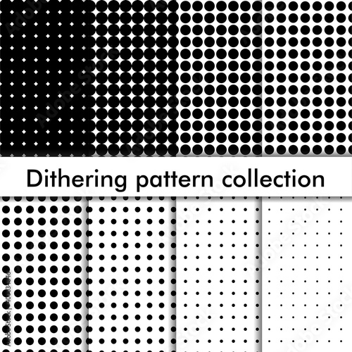 Dithering halftone seamless pattern dots collection