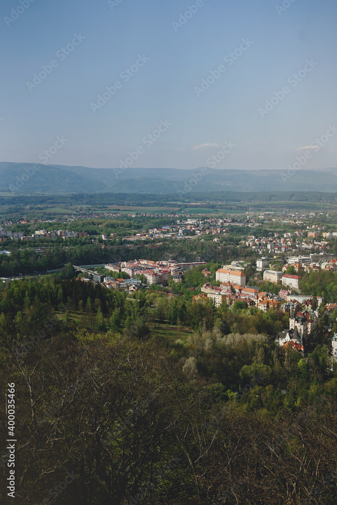 View from Diana tower on Karlovy Vary (Karlsbad), Czech Republic.