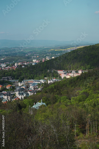 View from Diana tower on Karlovy Vary  Karlsbad   Czech Republic.