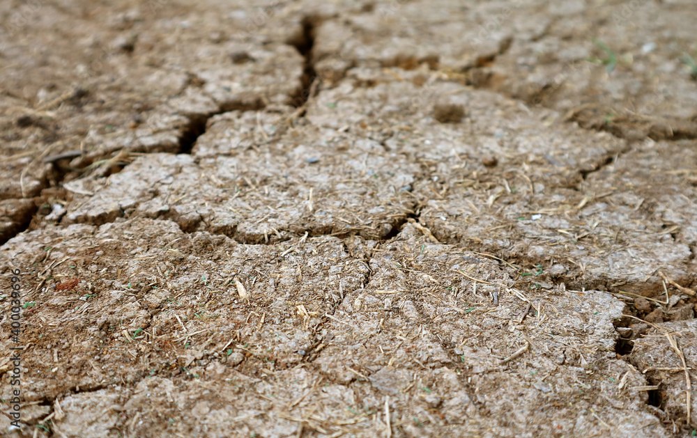 Closeup of cracked dry soil surface texture for the concept of SAVE THE EARTH Closeup of cracked dry soil surface texture for the concept of SAVE THE EARTH