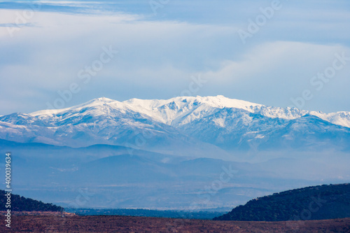 Fog over the peaks of the Sierra de Gredos mountains in Avila. © mestock