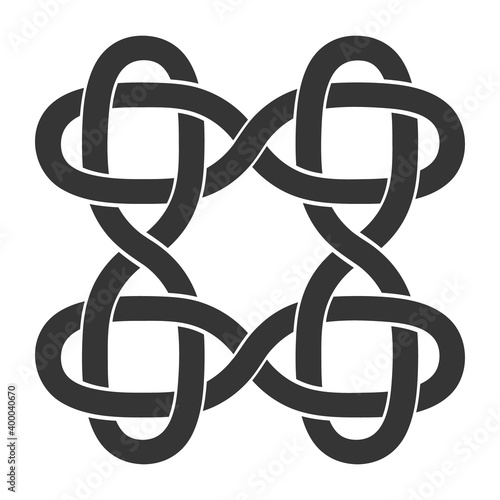 monochrome icon with Celtic knot art and ethnic ornaments