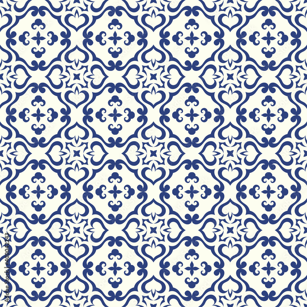 Traditional ornate portuguese decorative pattern in azulejos style. Vintage texture. Abstract background. Vector hand drawn ornamental illustration Traditional ornate portuguese decorative pattern in azulejos style. Vintage texture. Abstract background. Vector hand drawn ornamental illustration