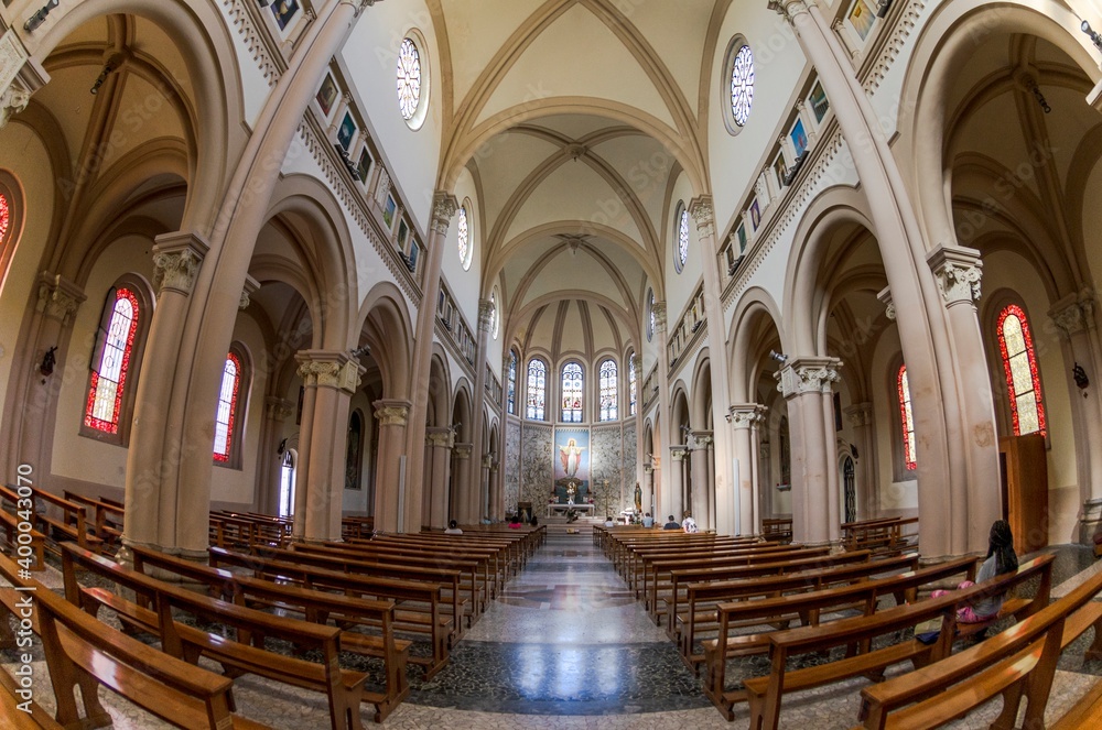 View of the interior of the church of the Sacred Heart of Jesus in Pescara