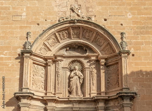 Christian religious sculpture from the entrance of the Convent of Sant Bonaventura
