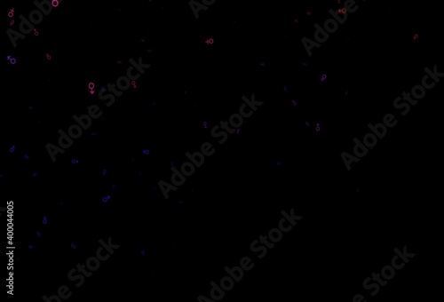 Dark blue, red vector texture with male, female icons.