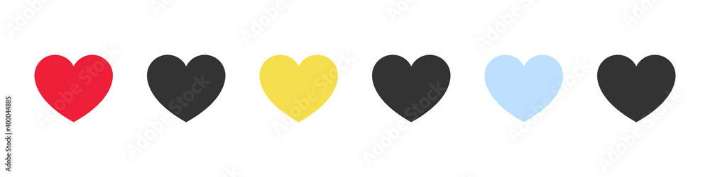 Love symbol icon set, love symbol. Collection of heart illustrations. Vector illustration