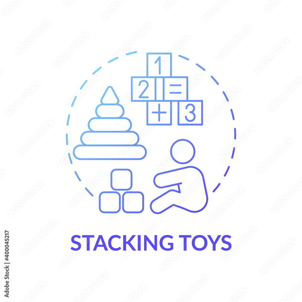Stacking toys dark blue gradient concept icon. Rings pyramid for baby logic skills. Early childhood development idea thin line illustration. Vector isolated outline RGB color drawing Stacking toys dark blue gradient concept icon. Rings pyramid for baby logic skills. Early childhood development idea thin line illustration. Vector isolated outline RGB color drawing