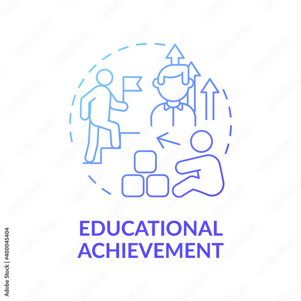 Educational achievement blue gradient concept icon. Success in studies. From small child to adult. Early childhood development idea thin line illustration. Vector isolated outline RGB color drawing Educational achievement blue gradient concept icon. Success in studies. From small child to adult. Early childhood development idea thin line illustration. Vector isolated outline RGB color drawing