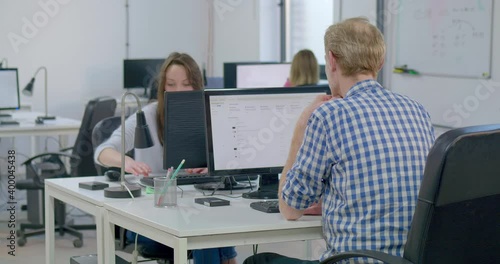 MS DS Office workers using computers and talking photo