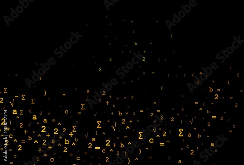Dark Yellow, Orange vector texture with mathematic symbols.