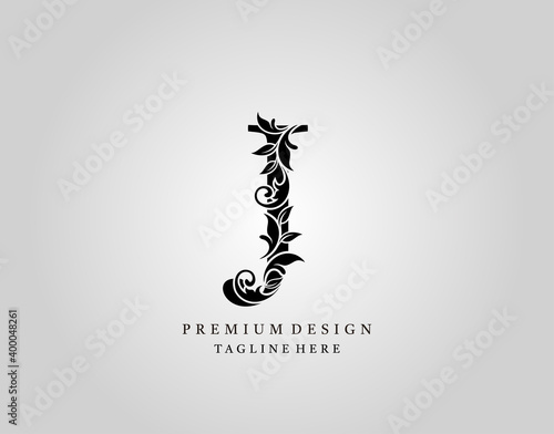 Classic Initial J Letter logo design, elegant floral ornate monogram design vector.