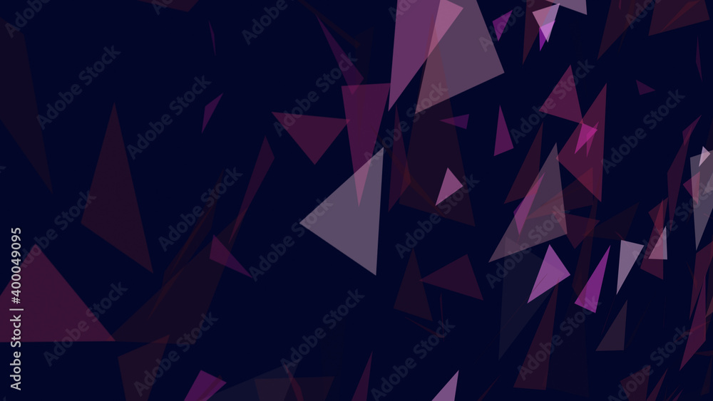 Dynamic close up pattern background of pink and purple big polygons that fall down slow in chaotic manner on dark purple background. Backdrop and Valentines day concept with copy space Dynamic close up pattern background of pink and purple big polygons that fall down slow in chaotic manner on dark purple background. Backdrop and Valentines day concept with copy space