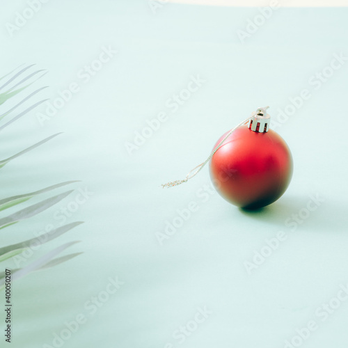 Red bauble. New year minimal concept