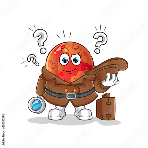 mars detective vector. cartoon character