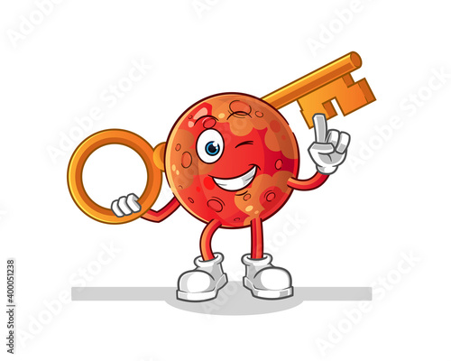 mars holding a key illustration. character vector