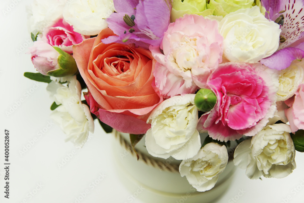 Bouquet of beautiful flowers. Greeting card template. Bouquet of beautiful flowers. Greeting card template.