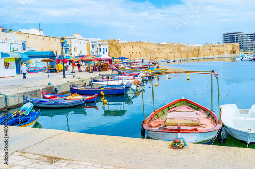 The blue water in Bizerte port, Tunisia photo