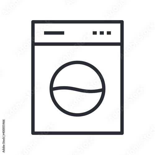 Washing machine flat icon isolated on white background. Laundry service symbol.