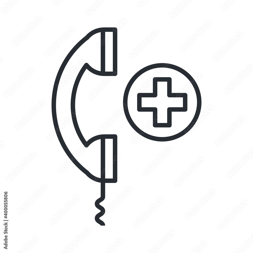 Obraz premium Emergency call icon in flat design. Ambulance call, healthcare sign.