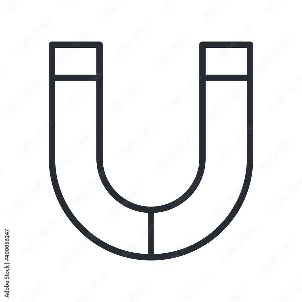 Horseshoe magnet, attraction. Physics concept. Flat design. Vector illustration. Horseshoe magnet, attraction. Physics concept. Flat design. Vector illustration.