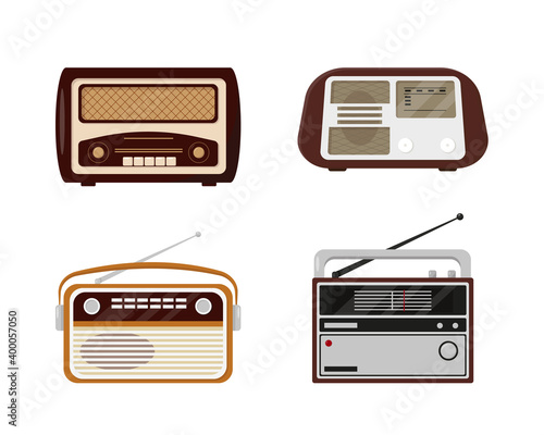 Set of retro radios. Vintage radio collection