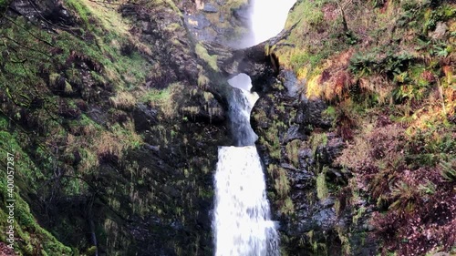 Llanrhaeadr Waterfall (Pistyll Rhaeadr) in North Wales