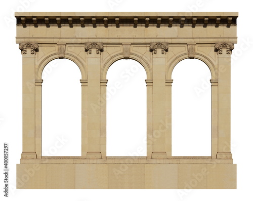 Foto Elements of architectural decoration of buildings, arches and colonnades, columns and capitals, patterns and stucco molding