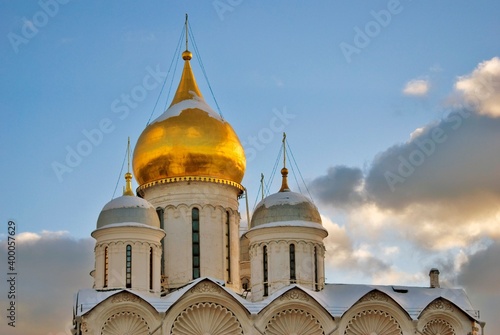 Architecture of Moscow Kremlin. Popular landmark.