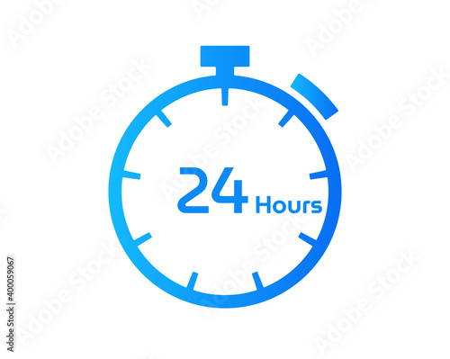 24 Hours timers Clocks, Timer 24 hour icon, countdown icon. Time measure. Chronometer icon isolated on white background