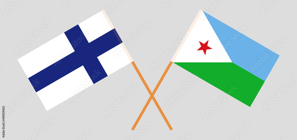 Crossed flags of Finland and Djibouti